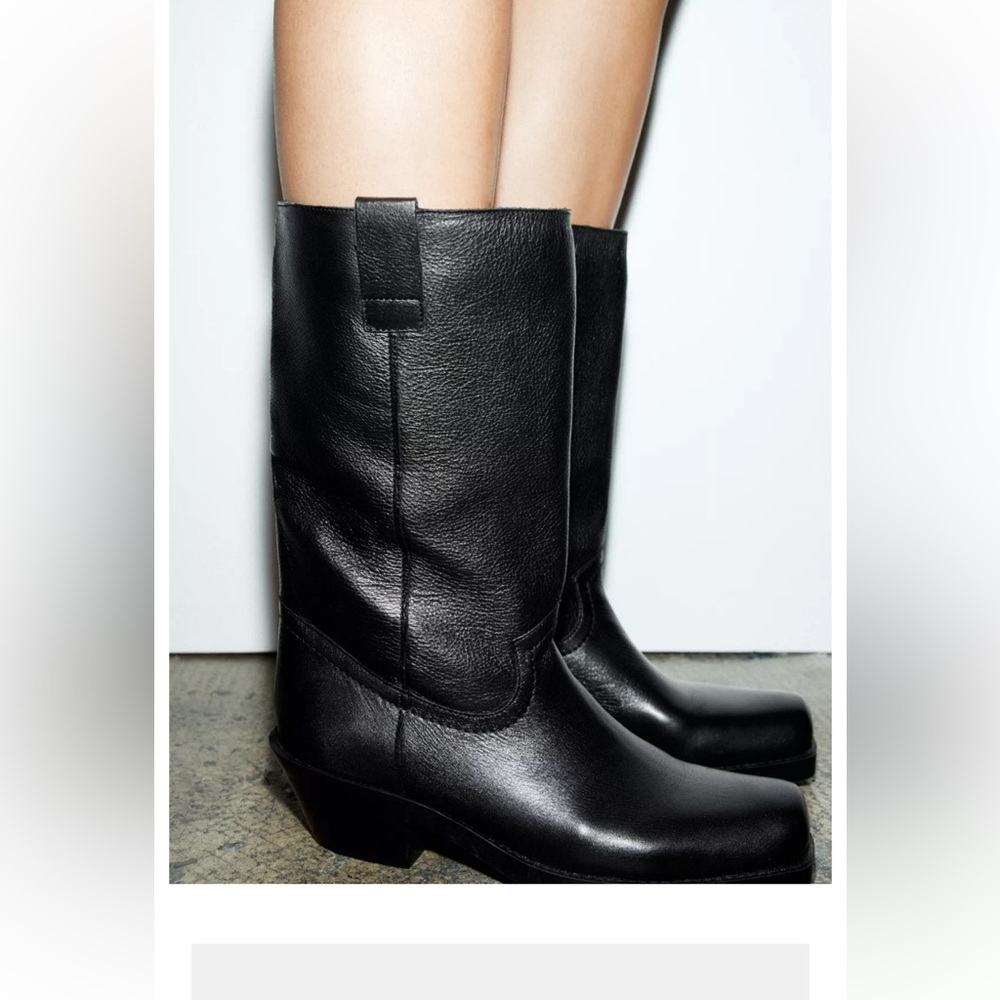 Zara Black Leather Women's Boots